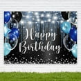 thumbnail image 3 of Royal Navy Blue Black Happy Birthday Backdrop for Men Boys Modern Balloons Diamonds Sparkle Bday Photography Background Cool Table Decor Banner Studio Photo Shoot, 3 of 4