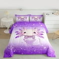 thumbnail image 2 of Manfei Cute Purple Axolotl Queen Comforter Set, Kawaii Glitter Stars Bedding Sets, Teens Boys Girls Kids Reversible Bedding Comforter Set, Breathable Home Decor, 3-Piece, 2 of 8