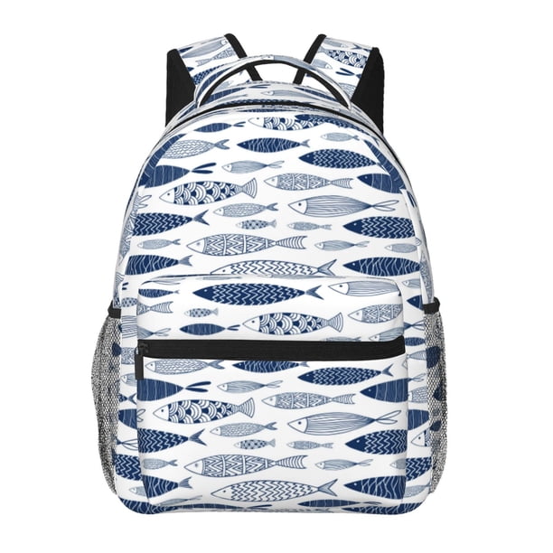 Fotbe Blue Fish Mochila Casual con Estampado para Escuela, Viajes y Actividades al Aire Libre - Duradera, Ligera y Cómoda