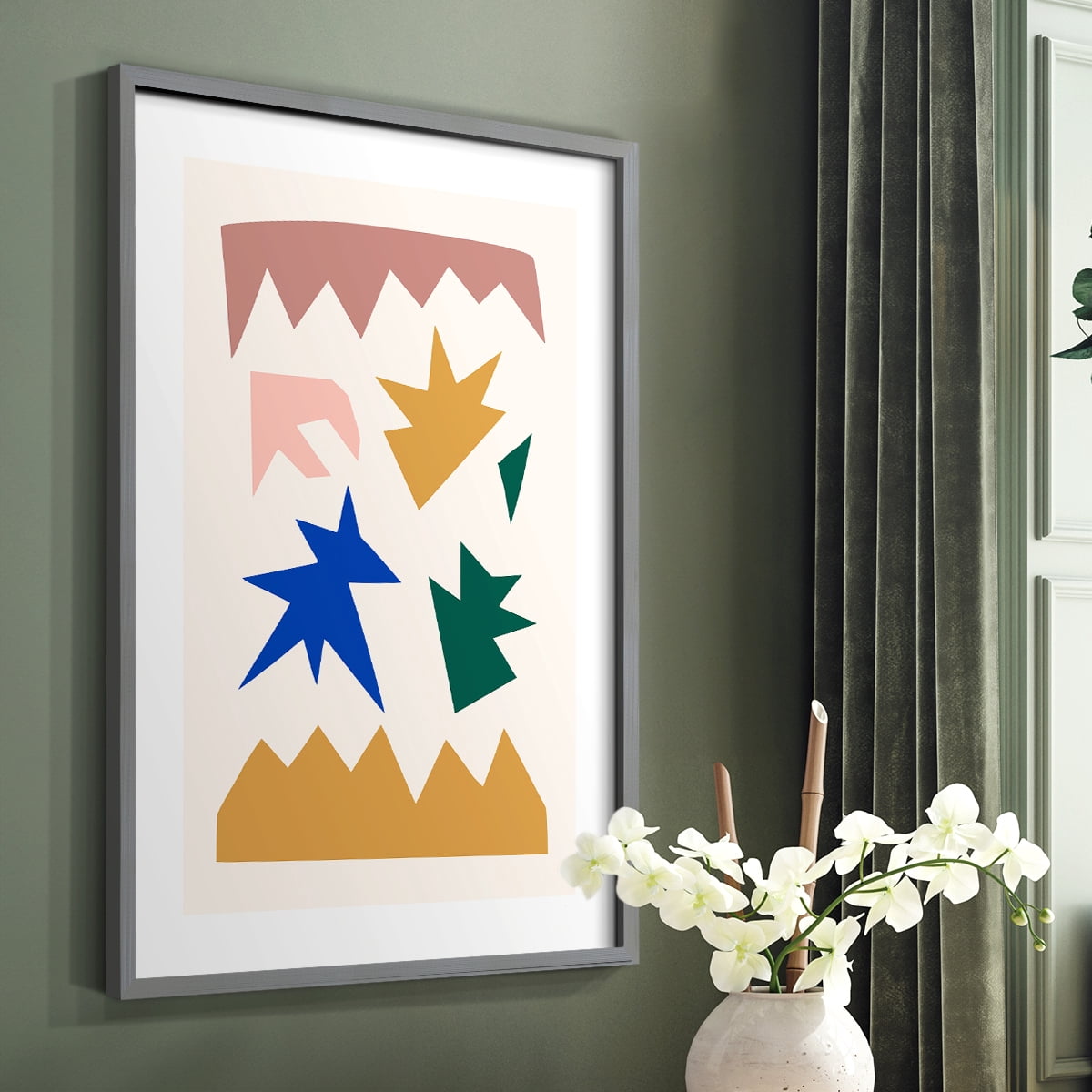 Matisse CDLXVIII in Gray Solid Wood Framed Print No Nail Hanging