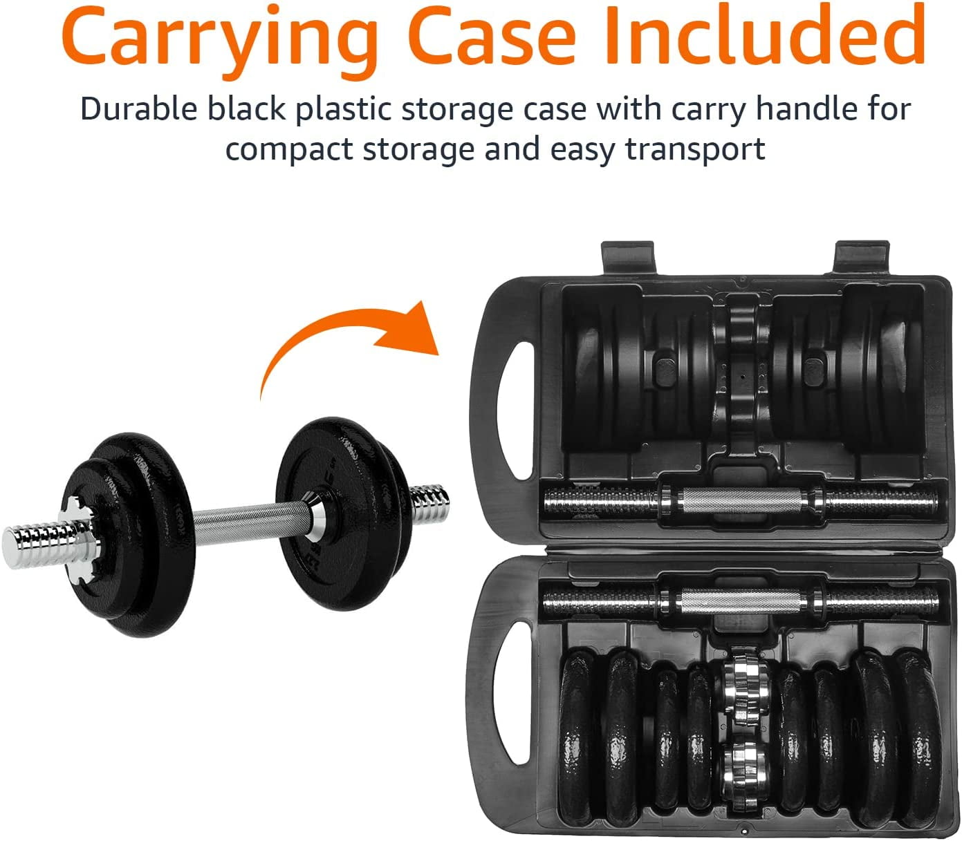 Adjustable Dumbbell Set, 38 lbs Total Weight with Storage Case for Home Gym Strength Training