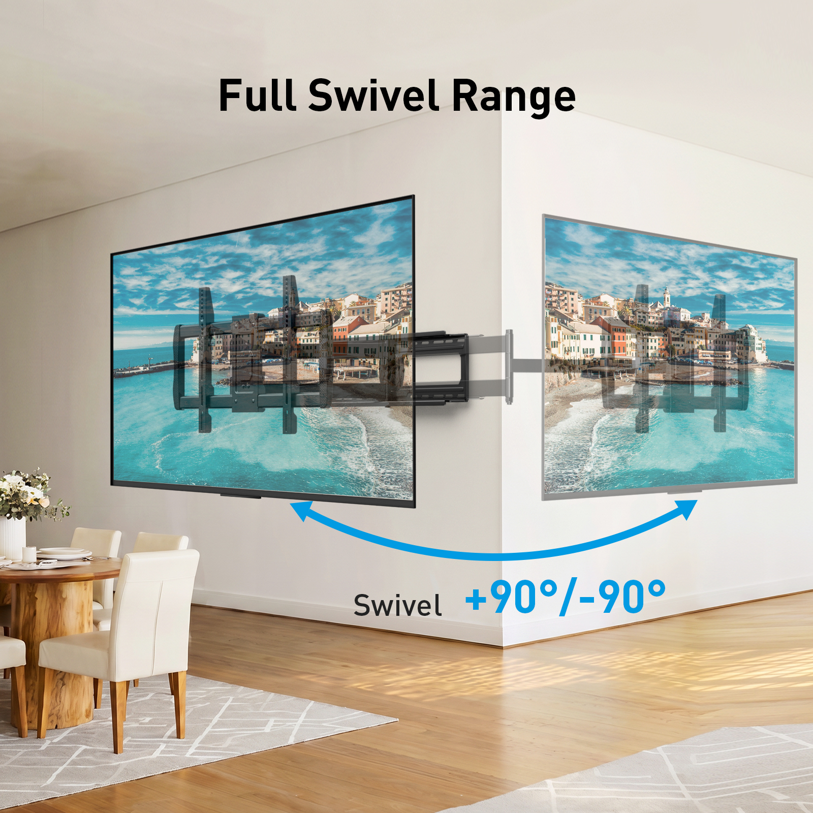 MountFTV Full Motion Long Arm TV Mount 42-90 Inch, 150 lbs photo 6