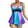thumbnail image 2 of Économies d'Été Miqool Tankini pour Femmes Maillots de Bain Deux Pièces Contrôle du Ventre Robe de Bain Rembourrée Imprimée Rétro avec Shorty Taille Haute, 2 of 9