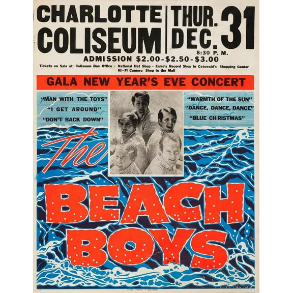 1964 THE BEACH BOYS Concert Poster Wall Art Print es 11 x 17 Inch Poster