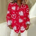 thumbnail image 5 of Chuancc Women's Tops, Tees & Blouses Winter Clothing Winter Clothing for Women Dressy Tops for Women Women Fall Clothes Long Sleeve Collared Shirt Basic Tees Womens Tops Trendy Love Shirt Red 4XL, 5 of 7
