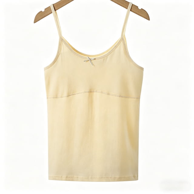 Teen Girls Camisole Solid Color Cotton Undershirt Tanks (Beige 10)
