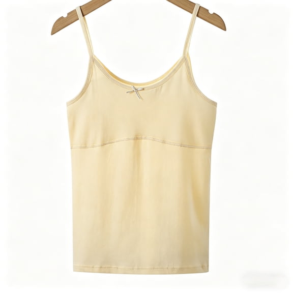 Girls Camisole Solid Color Cotton Undershirt Tanks (Beige 12)