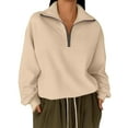 thumbnail image 2 of gbyLJF Women's Half Zip Sweatshirts Solid Color Long Sleeve Hoodie Casual Loose Hoodless Pullover Sweaters Winter Tops Blouse, 2 of 6