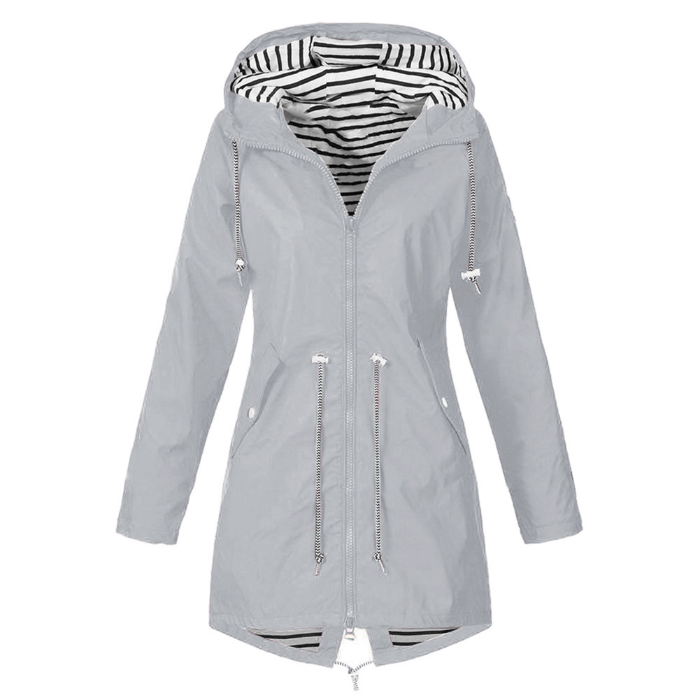 Women Ladies Waterproof Jacket Plus Size Raincoat Winter Autumn Hooded Coats Trench Coat Plus Size Jacket Coat - image 1 of 3