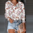 thumbnail image 2 of CEHVOM Chemises Décontractées à Manches Longues à Imprimé Floral pour Femmes, Col en V, Blouses Amples, 2 of 6