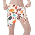 thumbnail image 3 of Kll Autumn Pumpkins Fall Leaves Print Women'S Sarong Coverups Short Bathing Suit Wrap Skirt Beach Wrap Swimsuit Cover Ups, 3 of 7