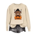 thumbnail image 4 of Mifsaly Womens Halloween Sweatshirt Cute Cartoon Cow Pumpkin Graphic Sweaters Long Sleeve Soft Comfortable Loose Fit Pullover Top, 4 of 5