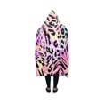thumbnail image 2 of HATIART Couverture à Capuche Coloré Rayé Léopard Couverture Portable Comfotable à Capuche Jeter Wrap 40x50 Pouces, 2 of 3