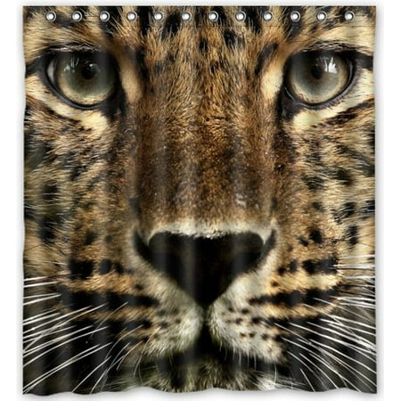Leopard Print Bathroom Sets GreenDecor Leopard Waterproof Shower Curtain Set with Hooks Bathroom Accessories Size 66x72 inches ()