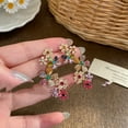 thumbnail image 4 of Women Non Piercing Crystals Ear Cuffs Climber Cartilage Earrings Glitter Colorful Rhinestone Flowers Crawler Stud Fake Trendy Statement Jewelry, 4 of 4