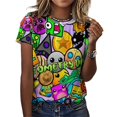 thumbnail image 3 of T-Shirt pour Femmes Geometry Dash Imprimé Graphique Tee Blouse Stylée Chemise Tendance X-Grand, 3 of 8