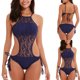 thumbnail image 1 of Augper Women's Sexy Backless Hollowed Out Lace One-piece Swimsuit (with Chest Pad No Steel Bracket), 1 of 9