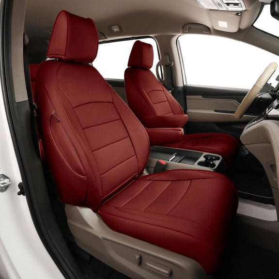 EKR Custom Fit Odyssey Seat Covers for Honda Odyssey 2018-2026 EX, EX-L, Elite, Touring,Sport (8 Seats,2nd Row 4/2/4 Split)Waterproof Car Seat Cover Full Set Faux Leather(Burgundy)