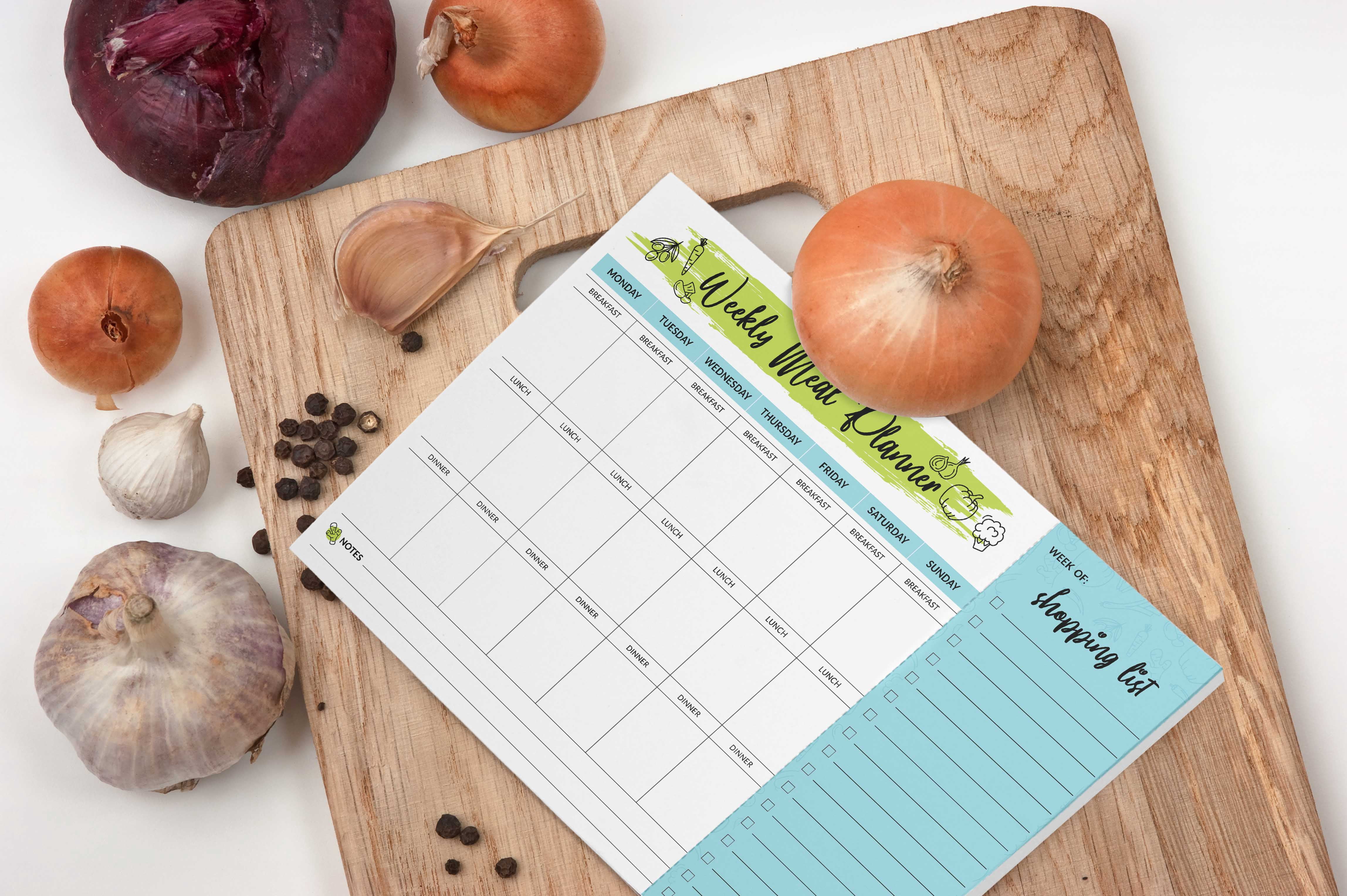 Inkdotpot Weekly Meal Planner Notepad 7"x10 , "Weekly Meal Planner" Magnetic Meal Planning Pad with Tear Off Grocery Shopping List for Fridge- Kitchen & Home - 54 Sheets -CN