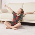 thumbnail image 3 of FORMRS Kids Short Sleeve Top and Pants Pajama Set Unisex Satin 2-Piece Sleepwear, Sizes 5-6Y, Dark Tartan Pattern, 3 of 8