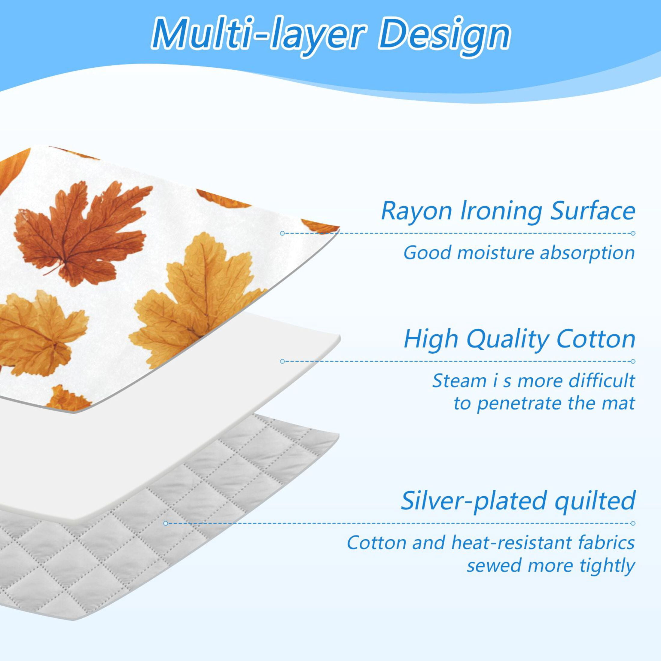 Pumpkins and Fall Leaves Ironing Mat Blanket Portable Travel Ironing Pad Heat Resistant Pad 47.2" x 27.6”