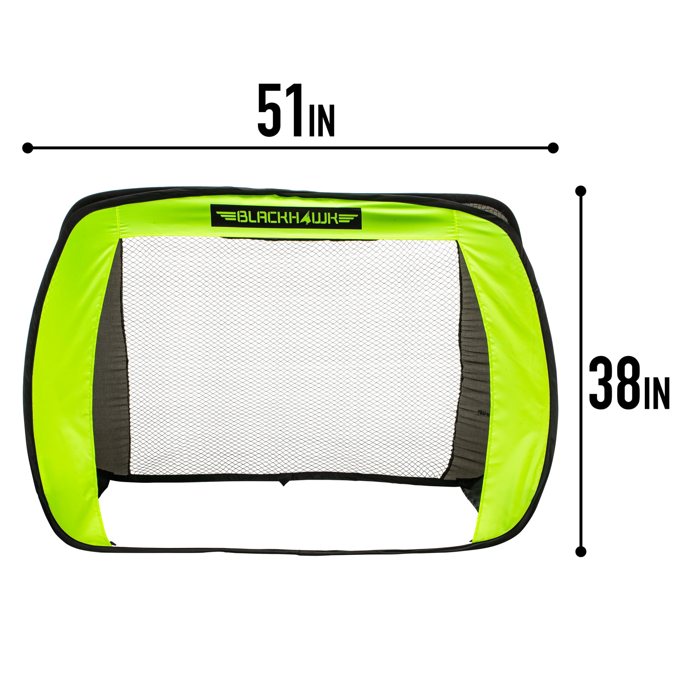 Franklin Sports Blackhawk Junior Pop Up Soccer Goal - Mini Folding Backyard Soccer Goal Net - Portable Indoor + Outdoor Training Equipment for Adults + Kids - 51" x 38" - Optic Yellow