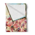 thumbnail image 2 of Ambesonne Flamingo Fleece Throw Blanket Tropical Birds Funny Beach 50"x70" Pink Beige and Pale Sky Blue, 2 of 5