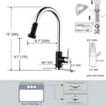 thumbnail image 5 of WOWOW Kitchen sink faucet, Black and Chrome kitchen faucet with pull-down spray, 360 degree rotating sprinkler, three spraying modes, pull-down faucet, stainless steel, single handle, high arc, 5 of 7