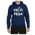 thumbnail image 2 of Wild Bobby, Faith Over Fear Psalm 118:6 White , Inspirational/Christian, Unisex Graphic Hoodie Sweatshirt, Navy, Large, 2 of 3