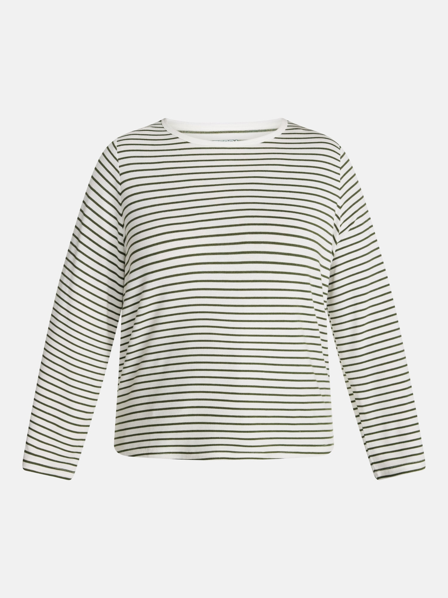 Terra & Sky Women's Plus Striped Tee with Long Sleeves, Sizes 0X-5X