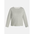 thumbnail image 5 of Terra & Sky Women's Plus Striped Tee with Long Sleeves, Sizes 0X-5X, 5 of 5