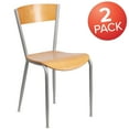 thumbnail image 3 of Flash Furniture 2 Pack Invincible Series Silver Metal Restaurant Chair - Natural Wood Back & Seat, 3 of 8