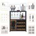 thumbnail image 1 of Ourlova Armoire de Rangement pour Bar à Vin, Casier à Vin Industriel, Buffet de Bar à Vin avec Rangement, Buffet Bahut pour Bar à Liqueurs, Armoire de Collection pour Vin Rouge, Brun, 1 of 5