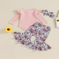 thumbnail image 4 of Girls‘ Ribbed Romper with Floral Flared Pants and Headband, 4 of 9