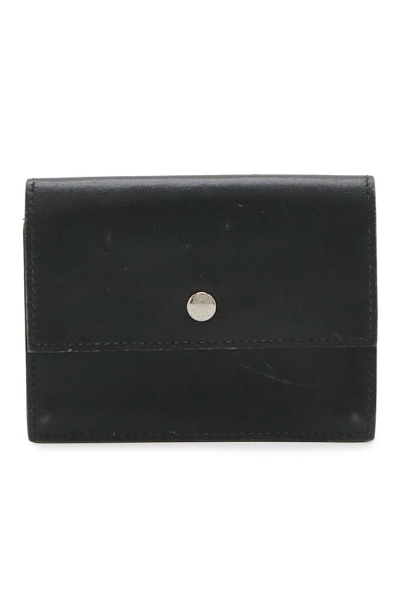 Pre-Owned HERMES Sakura Sellier Button Business Card Holder/Card Case, Box Calf Leather, Black,...