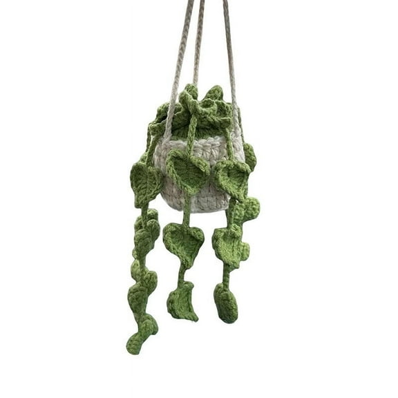 SNGMN Car Hanging Ornament, Crochet Potted Plant Charm, Rearview Mirror Accessories, Handmade Car Decor, Unique Gift Idea
