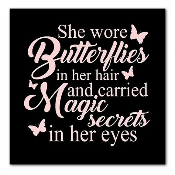 DistinctInk Custom Bumper Sticker - 3" x 3" Decorative Decal - Black Background - Butterflies in Her Hari, Magic Secret Eyes