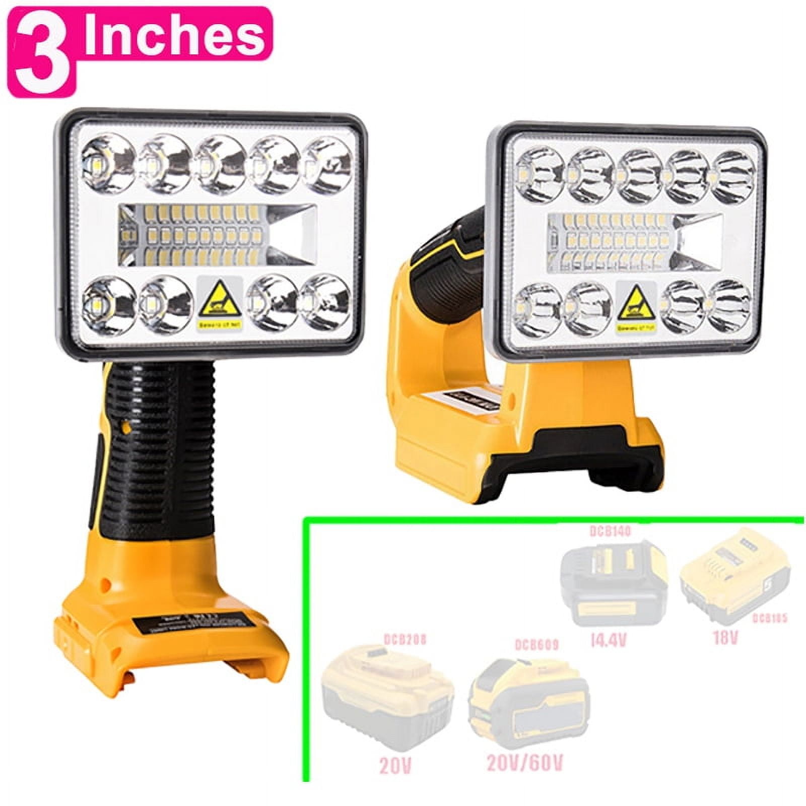 3 Inch Car Work Lamp Li-ion Battery Adapter USB Charger Work Light For Makita For DeWalt For Bosch For Milwaukee Craftsman black decker Lithium Battery