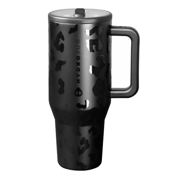 Hydro Jug 32oz Stainless Steel Water Bottle – Insulated, Leak-Proof, Cup Holder Compatible for Trave(Leopard)