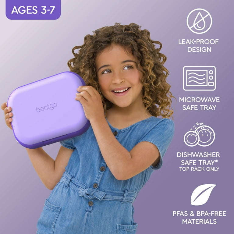 Bentgo Kids Lunch Box, Purple, 4 Compartments, Removable Ice Pack