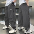 thumbnail image 2 of SJLDQY Joggers for Boys Summer Lightweight Breathable Sweatpants Elastic Waist Drawstring Casual Trousers with Pockets, 2 of 4