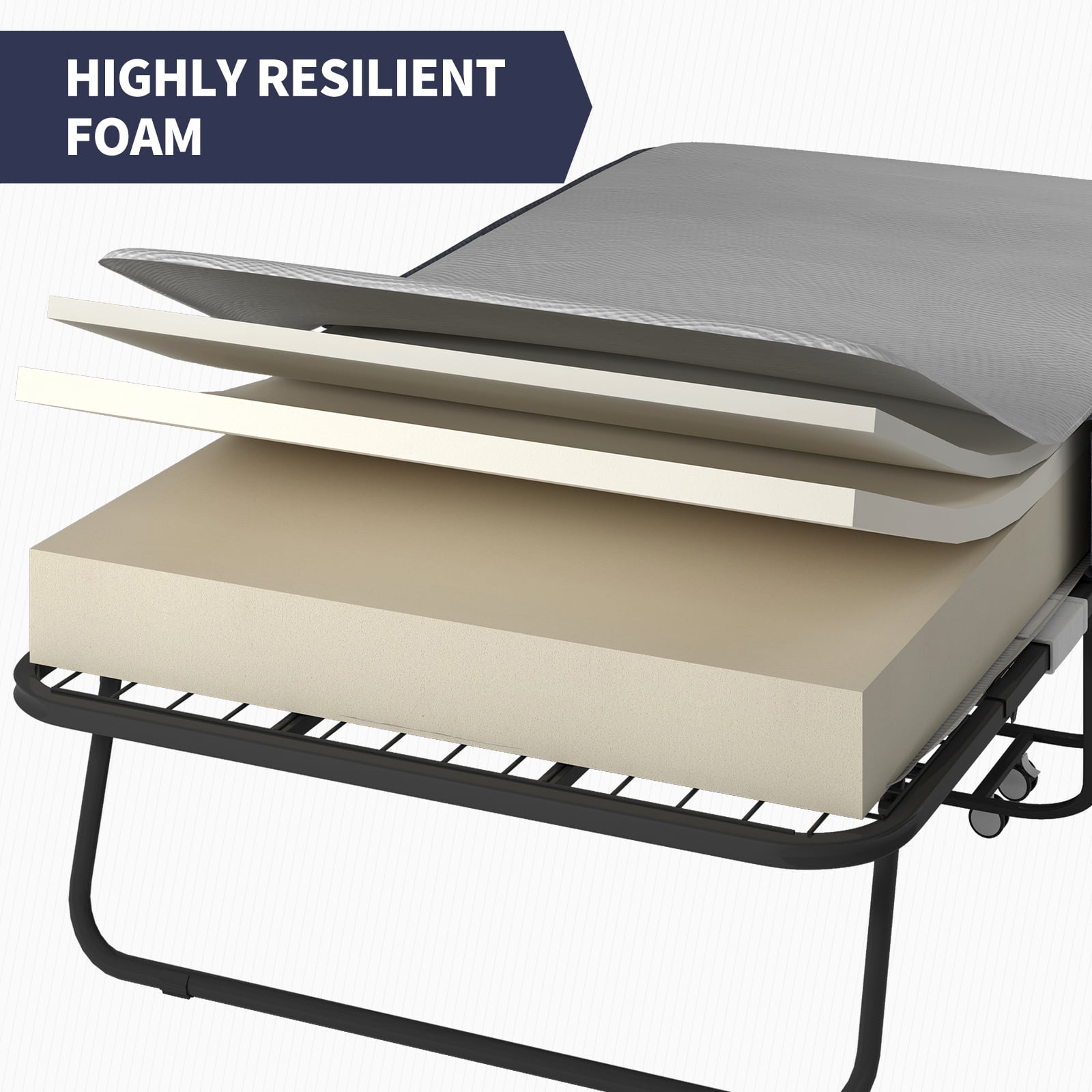 ZAFLY Folding Bed with 5 Inch Mattress Rollaway Folding Guest Bed