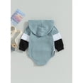 thumbnail image 5 of Elippeo Baby Long Sleeve Jumpsuit 6M 12M 18M 24M 3Y Contrast Color Toddler Ribbed Hooded Rompers for Newborn Infant Cute Clothes, 5 of 9