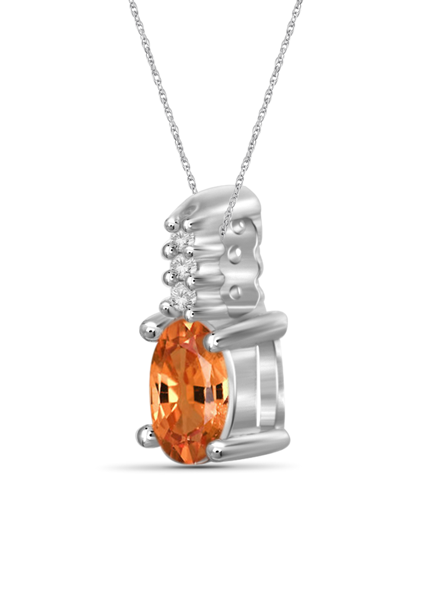 JewelersClub Silver Necklaces for Women –Silver Necklace for Women .925 Sterling Silver – Madarine Garnet Necklace Centerpiece, White Diamond Accents – Hypoallergenic Pendant