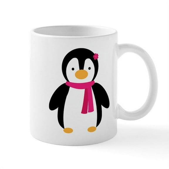 CafePress - Pink Penguin - 11 oz Ceramic Mug - Novelty Coffee Tea Cup