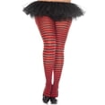 thumbnail image 1 of Music Legs 7471Q-BLK-RED Collants Rayés Grande Taille - Noir et Rouge, 1 of 1