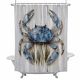 thumbnail image 2 of Farmhouse Watercolor Shower Curtain for Bathroom Decor, Crab Ocean Marine Life Wood Grain Waterproof Fabric Shower Curtain, 60"x72" Set with 12 Hooks, 2 of 9