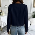 thumbnail image 6 of ClodeEU Women's Round Collar Open Front Cropped Blazer Jacket, Long Sleeve Slim Fit Casual Short Suit Coat Navy,Women's Plus XXL, 6 of 8