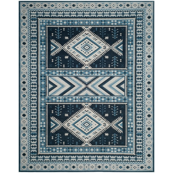SAFAVIEH Classic Vintage Clarette Chevron Bordered Area Rug, Navy/Light Blue, 3' x 5'