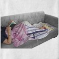 thumbnail image 6 of Fox Soft Flannel Fleece Throw Blanket, Spring Inspired Composition Pink Sakura Tree Falling Leaves Idyllic, Cozy Plush for Indoor and Outdoor Use, 70" x 90", Pale Pink Lavender, by Ambesonne, 6 of 6
